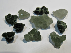 Bergkristall Schwimmer 10x DE Stüfchen grün Aktinolith Mongolei, China