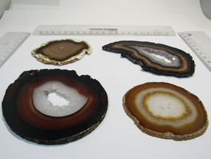 Achat Sammlung 4 Geoden-Scheiben geschnitten beidseitig poliert 7-11cm, Brasilien