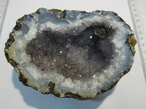 Amethyst fein violett Achat Druse Calcit xx halbe Geode 12cm 0,5Kg Chihuahua, Mexiko