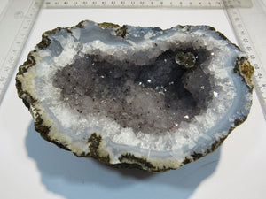 Amethyst fein violett Achat Druse Calcit xx halbe Geode 12cm 0,5Kg Chihuahua, Mexiko