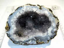 Laden Sie das Bild in den Galerie-Viewer, Amethyst fein violett Achat Druse Calcit xx halbe Geode 12cm 0,5Kg Chihuahua, Mexiko