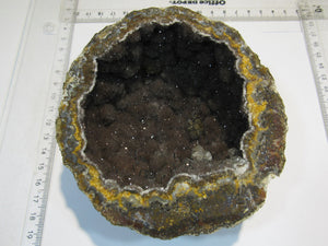 Amethyst fein violett Achat Druse Goethit Nadeln halbe Geode 11cm Tizi n Tichka, Mexiko