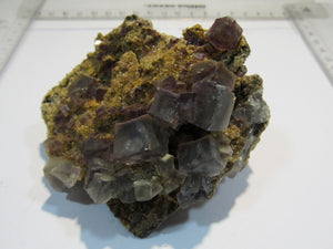 Fluorit top violette grüne Würfel Kristallstufe 9cm Villabona Asturien, Spanien