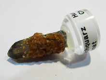 Laden Sie das Bild in den Galerie-Viewer, Rauchquarz mit Granat xx Spessartin Kristall auf Sockel Hunan, China