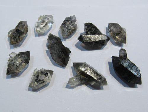 Bergkristall 10 Doppelender 2-3cm Rauchquarz Inclusen Phantome Tibet Himalaya, China