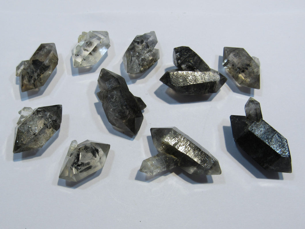 Bergkristall 10 Doppelender 2-3cm Rauchquarz Inclusen Phantome Tibet Himalaya, China