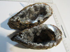 Achat Bergkristall edle große Chalcedon Mandel aufgeschnitten 350g, Brasilien