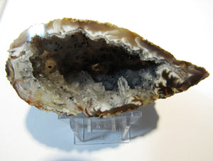 Achat Bergkristall edle große Chalcedon Mandel aufgeschnitten 350g, Brasilien