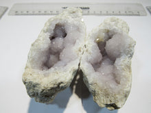 Laden Sie das Bild in den Galerie-Viewer, Bergkristall Amethyst Geode 2 feine Drusen Hälften 337g Smara, Westsahara