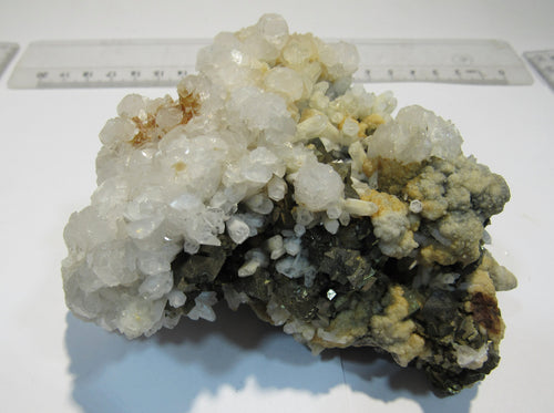 Calcit auf Quarz Pyrit Würfel und Zinkblende 780g Baia Sprie Capnic, Rumänien