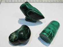 Laden Sie das Bild in den Galerie-Viewer, Malachit 3 Stücke poliert Eule Zylinder Druse 205g Shaba, Kongo