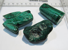 Laden Sie das Bild in den Galerie-Viewer, Malachit 3 Stücke poliert Eule Zylinder Druse 205g Shaba, Kongo