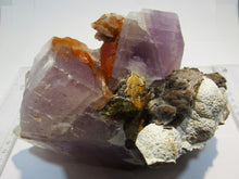 Laden Sie das Bild in den Galerie-Viewer, Fluorit violett orange Kristalle Achat Chalcedon XL 18cm 2,2Kg Berbes, Spanien