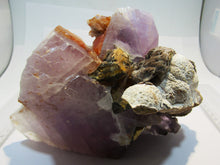 Laden Sie das Bild in den Galerie-Viewer, Fluorit violett orange Kristalle Achat Chalcedon XL 18cm 2,2Kg Berbes, Spanien