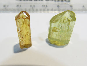 2Stk Beryll Goldberyll + mintgrüner Kristall hexagonal, Aquamarin Minas Gerais, Brasilien