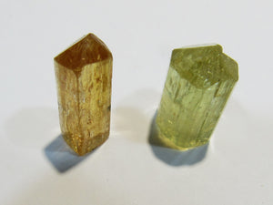 2Stk Beryll Goldberyll + mintgrüner Kristall hexagonal, Aquamarin Minas Gerais, Brasilien