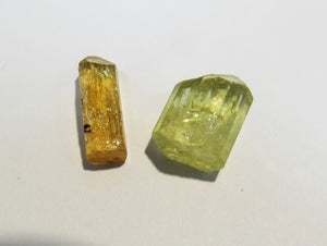 2Stk Beryll Goldberyll + mintgrüner Kristall hexagonal, Aquamarin Minas Gerais, Brasilien