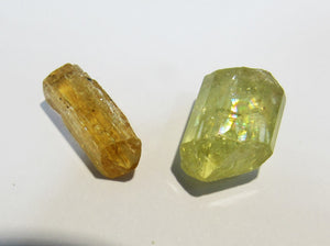 2Stk Beryll Goldberyll + mintgrüner Kristall hexagonal, Aquamarin Minas Gerais, Brasilien