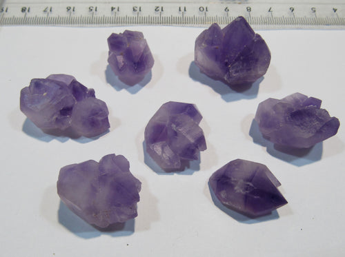 Amethyst 7Stk. Stüfchen mit Doppelender 2,5-4cm dezent violett Balkash, Kasachstan