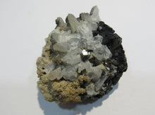 Laden Sie das Bild in den Galerie-Viewer, Bergkristall mit Zinkblende Sphalerit xx Pyrit 5cm Madan, Bulgarien