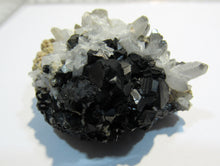 Laden Sie das Bild in den Galerie-Viewer, Bergkristall mit Zinkblende Sphalerit xx Pyrit 5cm Madan, Bulgarien