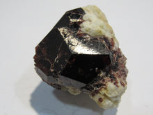 Laden Sie das Bild in den Galerie-Viewer, Granat roter Almandin Kristall auf Quarz 5cm Sondrio Lombardei, Italien