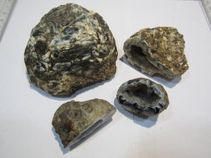 Achat Set edle Chalcedon Mandeln geschlossen und geschnitten 312g, Brasilien