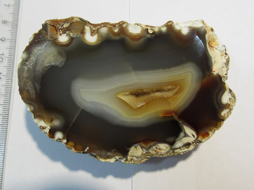 Achat edle halbe Geode Druse geschnitten poliert feine Strukturen, Brasilien