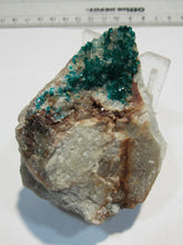 Laden Sie das Bild in den Galerie-Viewer, Dioptas Kristallstufe auf Rauchquarz 7cm Tsumeb Mine, Namibia