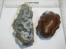 Laden Sie das Bild in den Galerie-Viewer, Achat Geode Hälften, 2 Stück poliert 7-11cm Idar Oberstein, Deutschland
