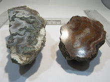 Laden Sie das Bild in den Galerie-Viewer, Achat Geode Hälften, 2 Stück poliert 7-11cm Idar Oberstein, Deutschland