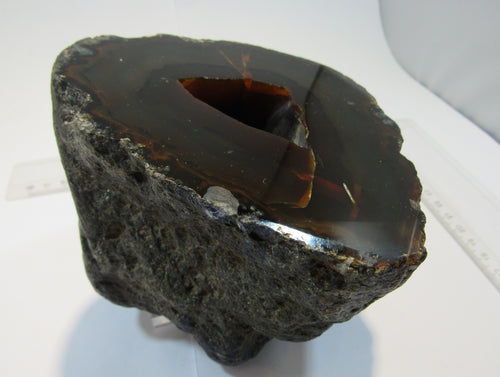 Achat halbe XL Geode mit Losch Druse geschnitten 1,4Kg, Brasilien