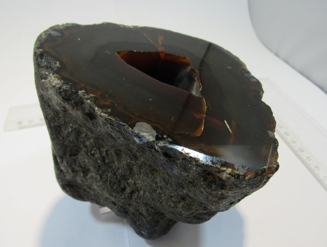 Achat halbe XL Geode mit Losch Druse geschnitten 1,4Kg, Brasilien