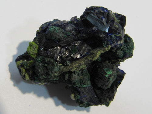 Azurit feine Kristallstufe 4cm mit Malachit Tsuneb, Namibia