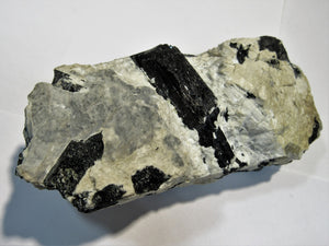 Turmalin Schörl Kristalle schwarz in Feldspat Roskoff Bretagne, Frankreich